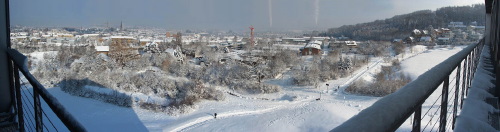 Panoramic view on record snow fall